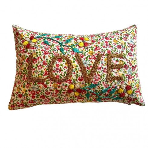 Mini embroidered cushion LOVE