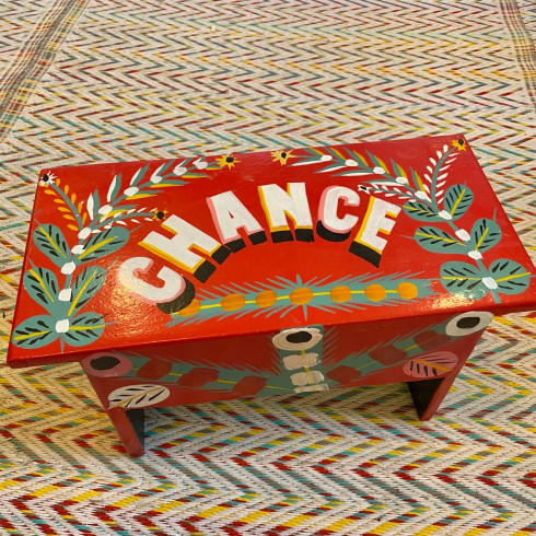 CHANCE stool, hand painted, red