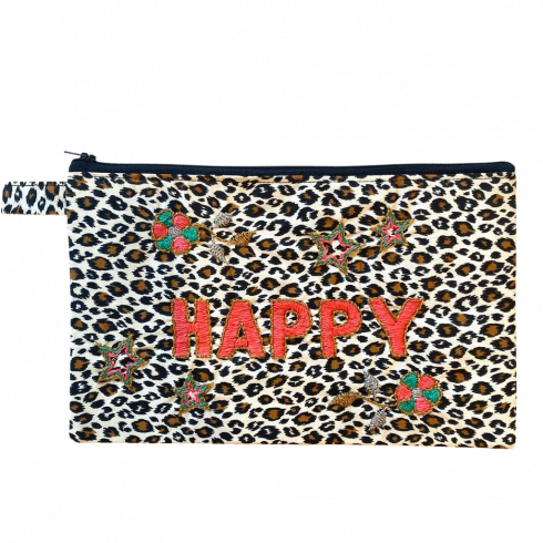 HAPPY embroidered clutch