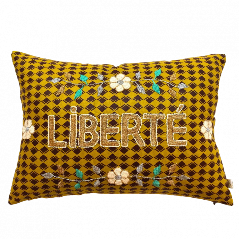 Embroidered cushion LIBERTE