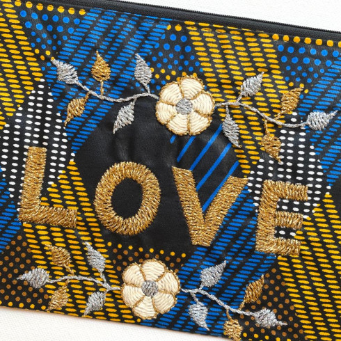 LOVE embroidered clutch
