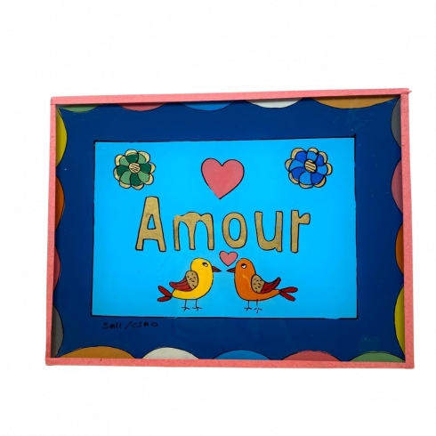 Painting under glass 16 x 12 AMOUR