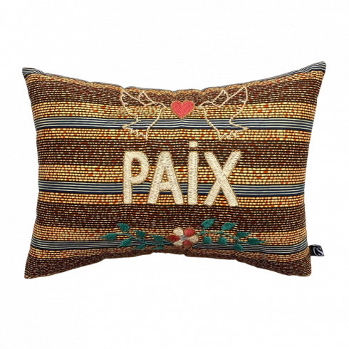 Embroidered wax cushion PAIX