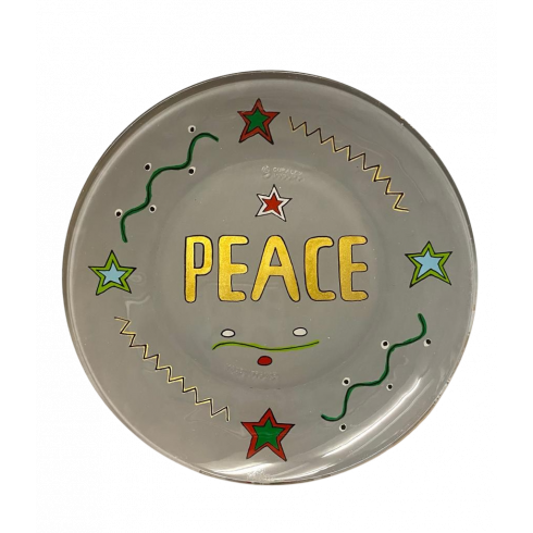 Dessert Hand painted plate - grey PEACE