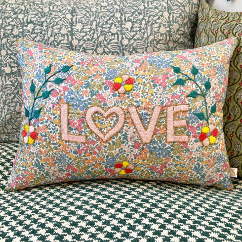 Embroidered cushion LOVE