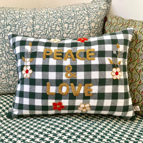 Embroidered cushion PEACE & LOVE