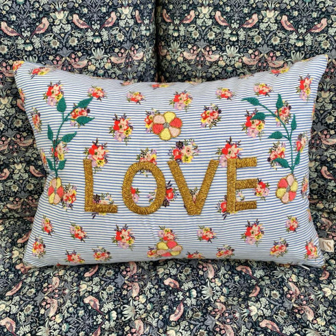 Embroidered cushion LOVE