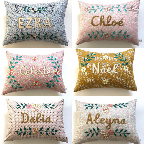 Personalized embroidered cushion