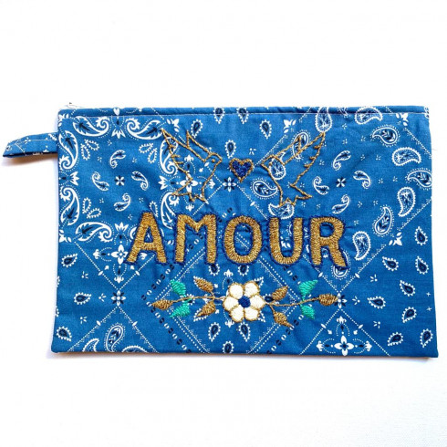 Amour embroidered clutch M