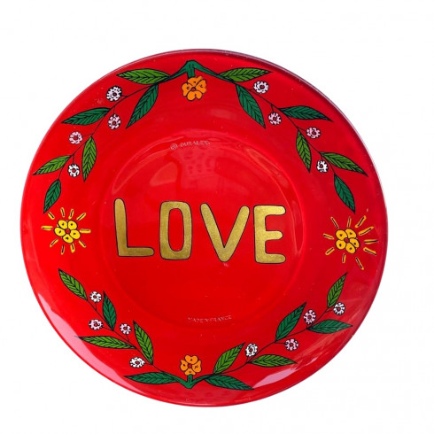 Dessert Hand painted plate - Red LOVE