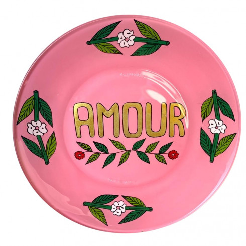 Dessert Hand painted plate - Pink AMOUR