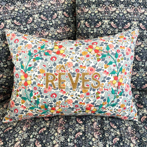 Embroidered cushion Rêves