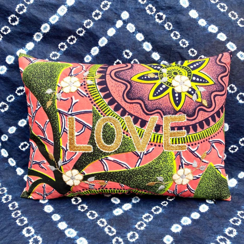 Embroidered cushion LOVE