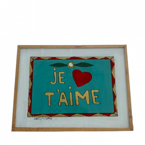 Painting under glass 16 x 12 JE T'AIME
