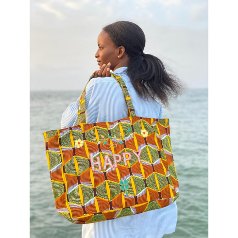 Kossiwa bag embroidered HAPPY