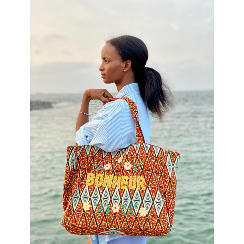 Kossiwa bag embroidered BONHEUR