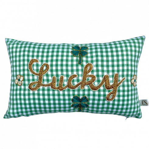 Mini embroidered cushion LUCKY