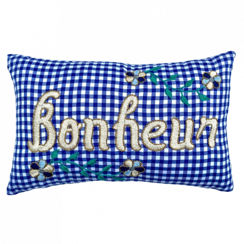 Mini embroidered cushion BONHEUR