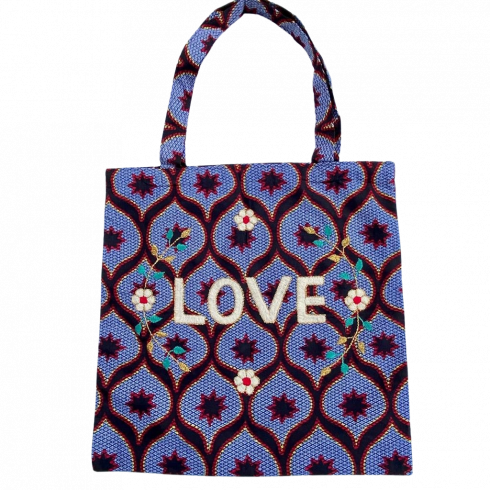 Lisette embroidered wax bag LOVE