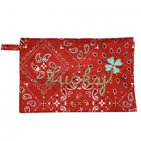 LUCKY embroidered clutch L