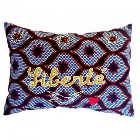 Embroidered cushion LIBERTE
