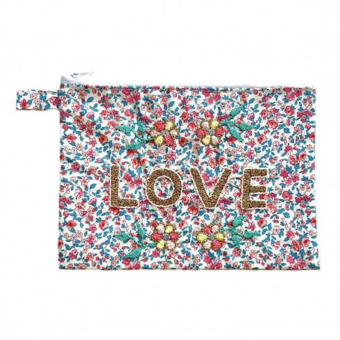 MM Love embroidered pouch