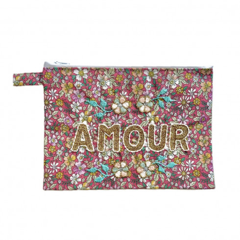 MM Amour embroidered pouch