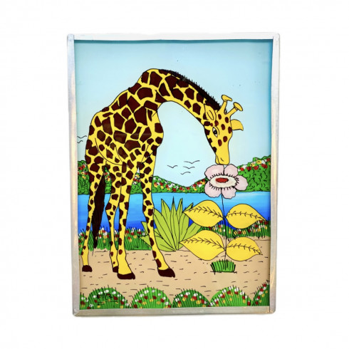 Peinture sous verre 12x16 Girafe