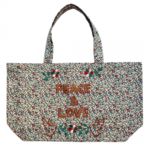 Kossiwa bag embroidered PEACE AND LOVE