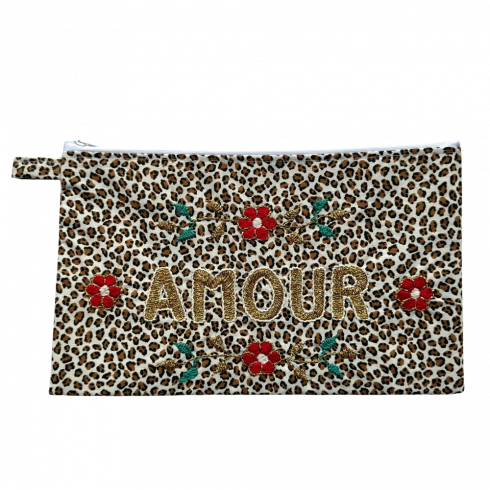 Amour embroidered pouch L