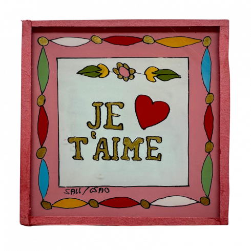 Painting under glass 10x10 JE T'AIME