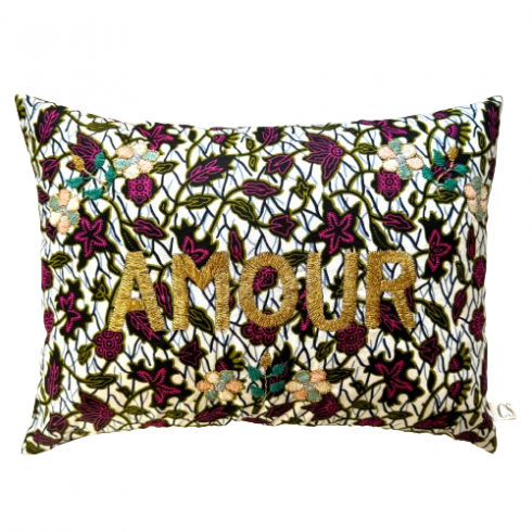 Embroidered cushion AMOUR