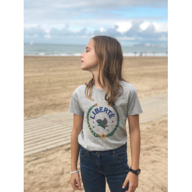 Kids T-shirt LIBERTE in front, off-white