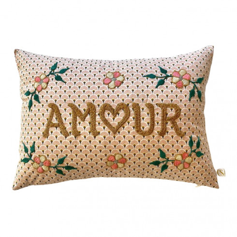 Embroidered cushion Amour