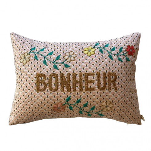 Embroidered cushion BONHEUR