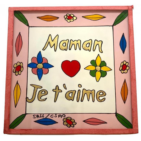 Peinture sous verre 10x10cm - Maman...