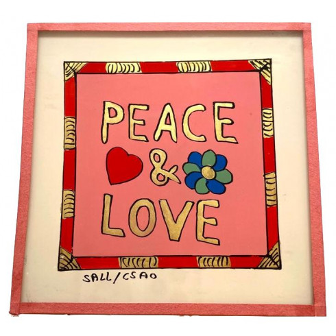 Peinture sous verre 10x10 - Peace & love