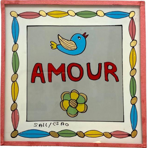 Painting under glass 10x10 cm - Amour
